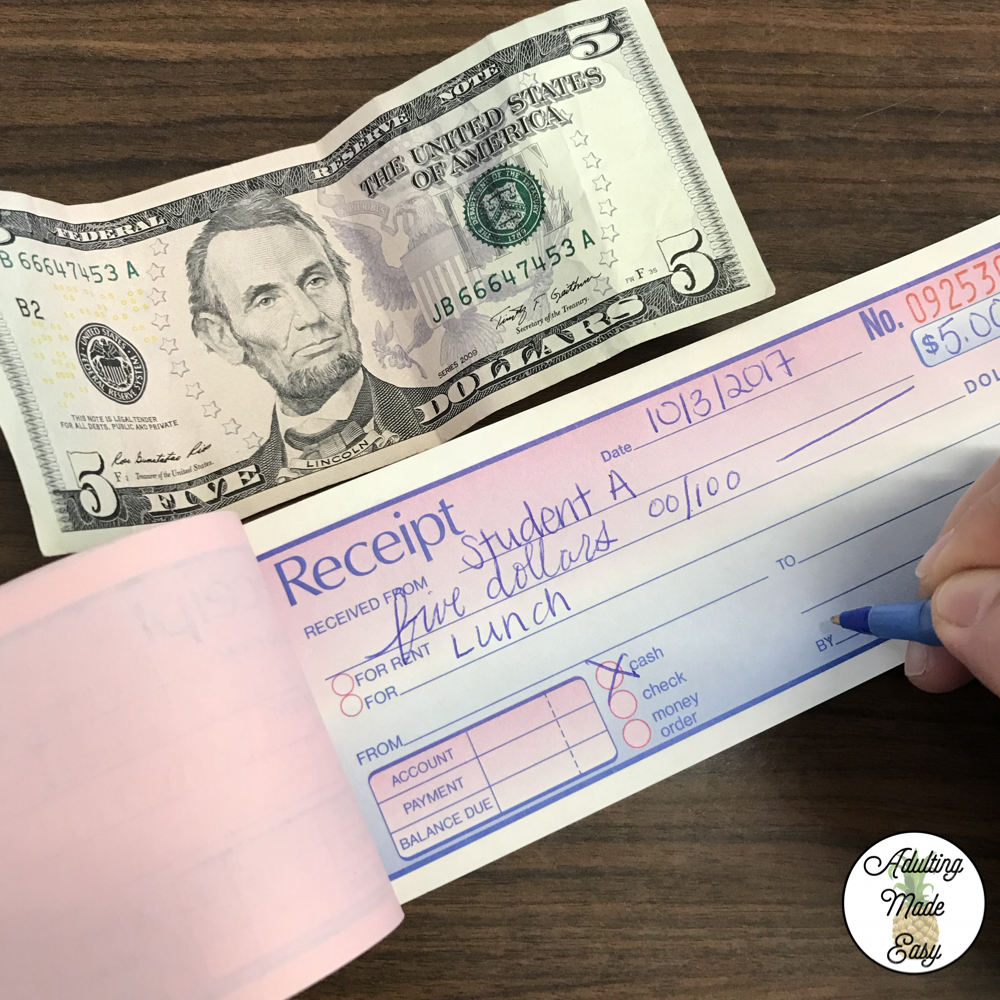 The benefits of having a receipt book in the classroom.
