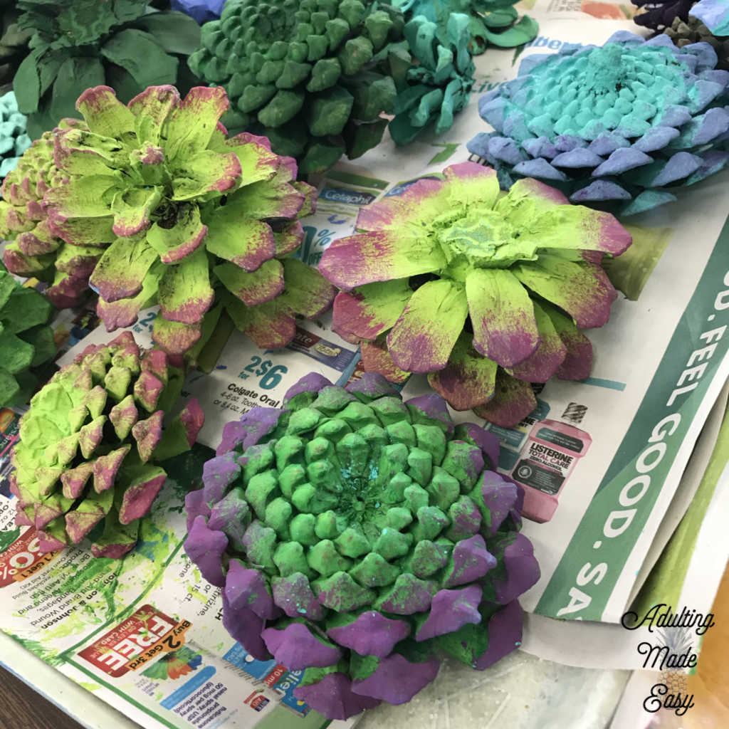 Pinecone succulent garden art project - age appropriate craft for older sped students!
