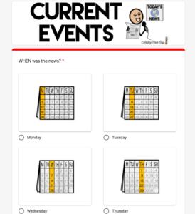 Current events worksheet on Google Forms