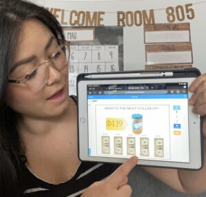 Small group lesson with tablet