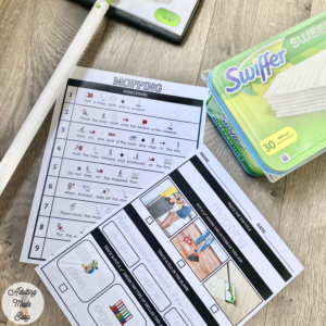 Chores at home with symbol supported task analysis and comprehension worksheets