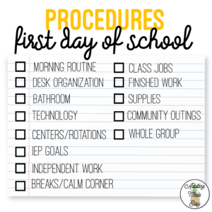 first day of school procedures