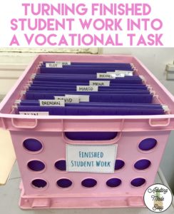 Turn finished student work into a vocational task by having them file their own work.