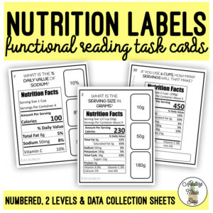 Nutrition Labels Task Cards