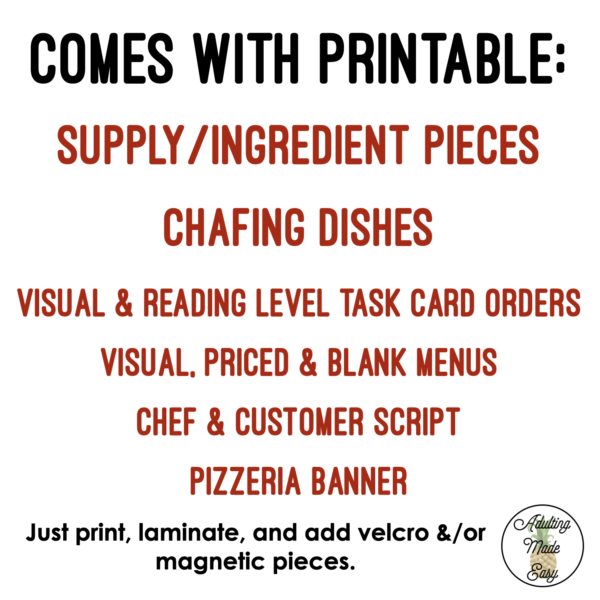 Pizza Order Interactive Bulletin Board Work Task