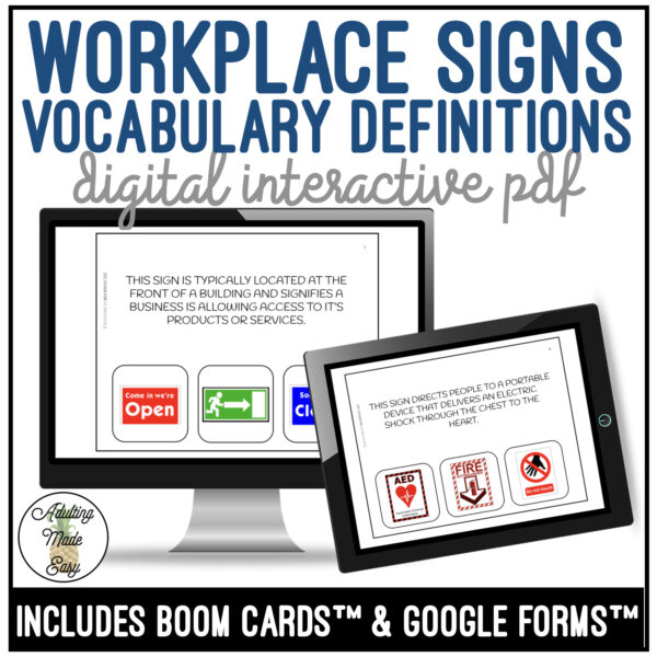 Which Workplace Sign Vocabulary Definitions