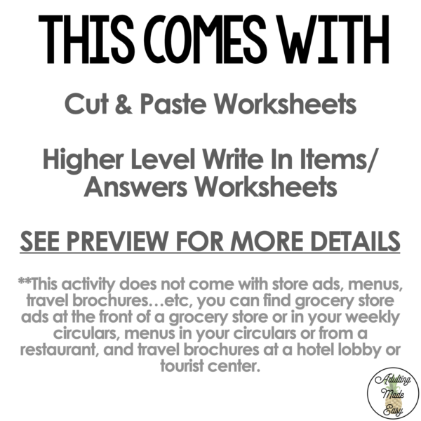 Environmental Print {Cut & Paste} Life Skills Activities BUNDLE - Image 2