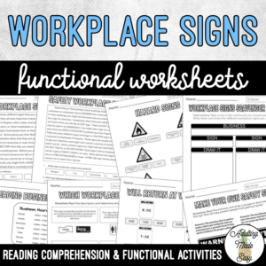 Unit 10 Workplace Signs - Reading Comprehension & Functional Worksheets