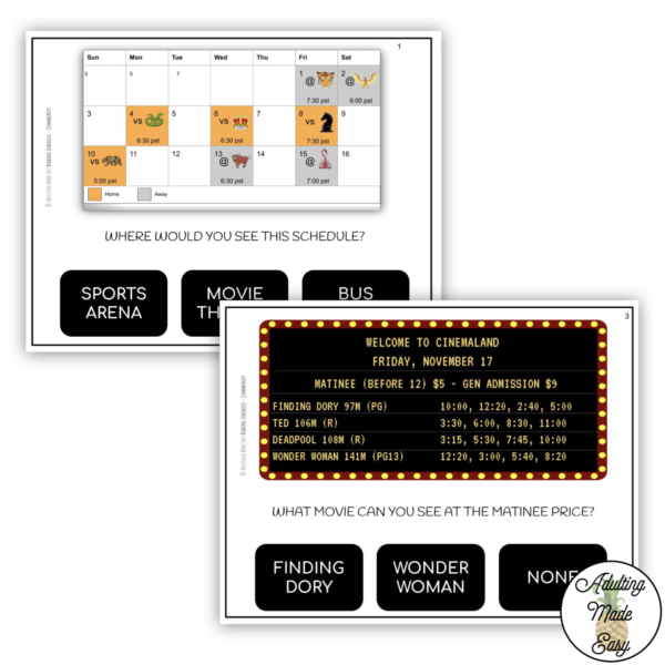 Reading Community Schedules Digital Task Cards - Image 2