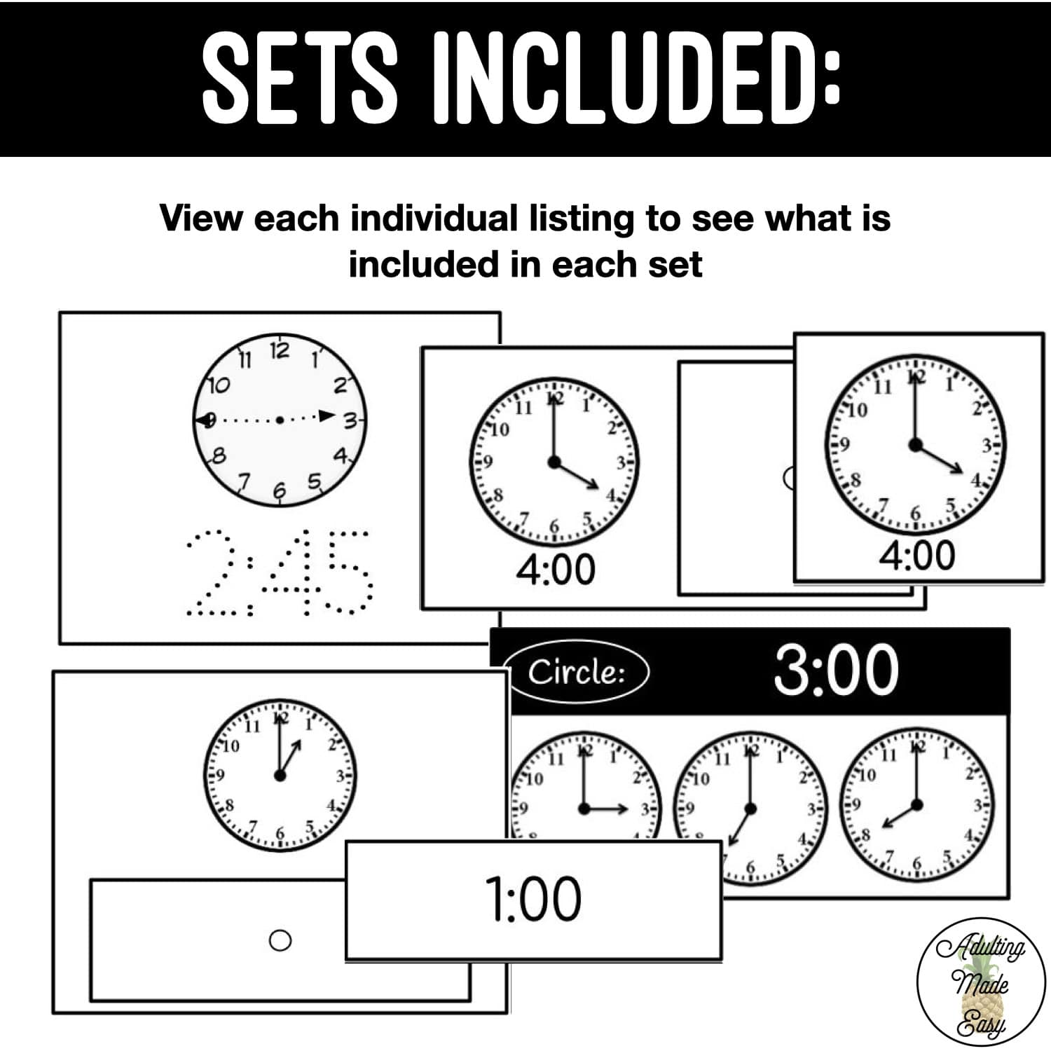 Analog Clocks Task Box Bundle