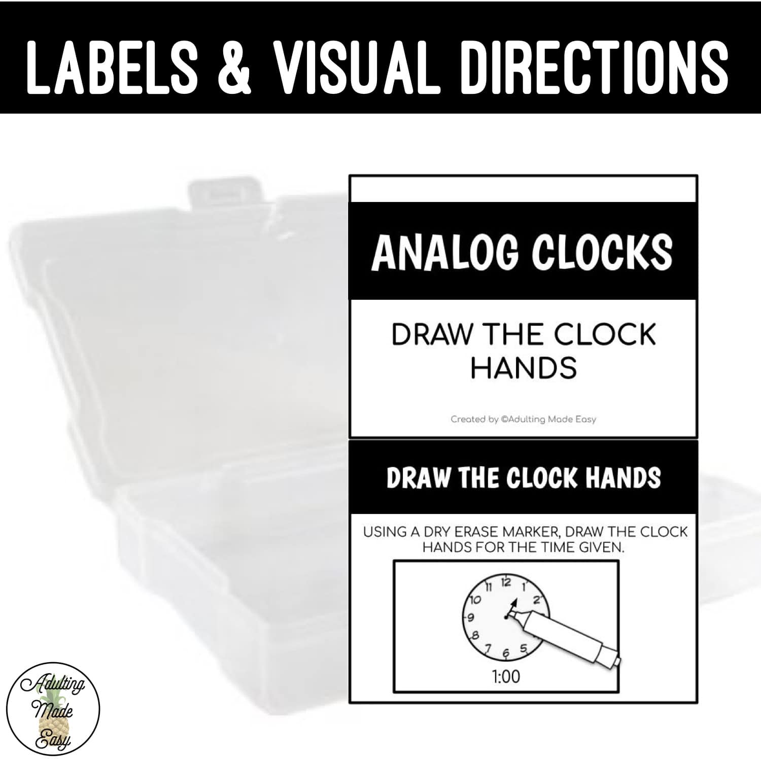 Analog Clocks Task Boxes - Draw The Time