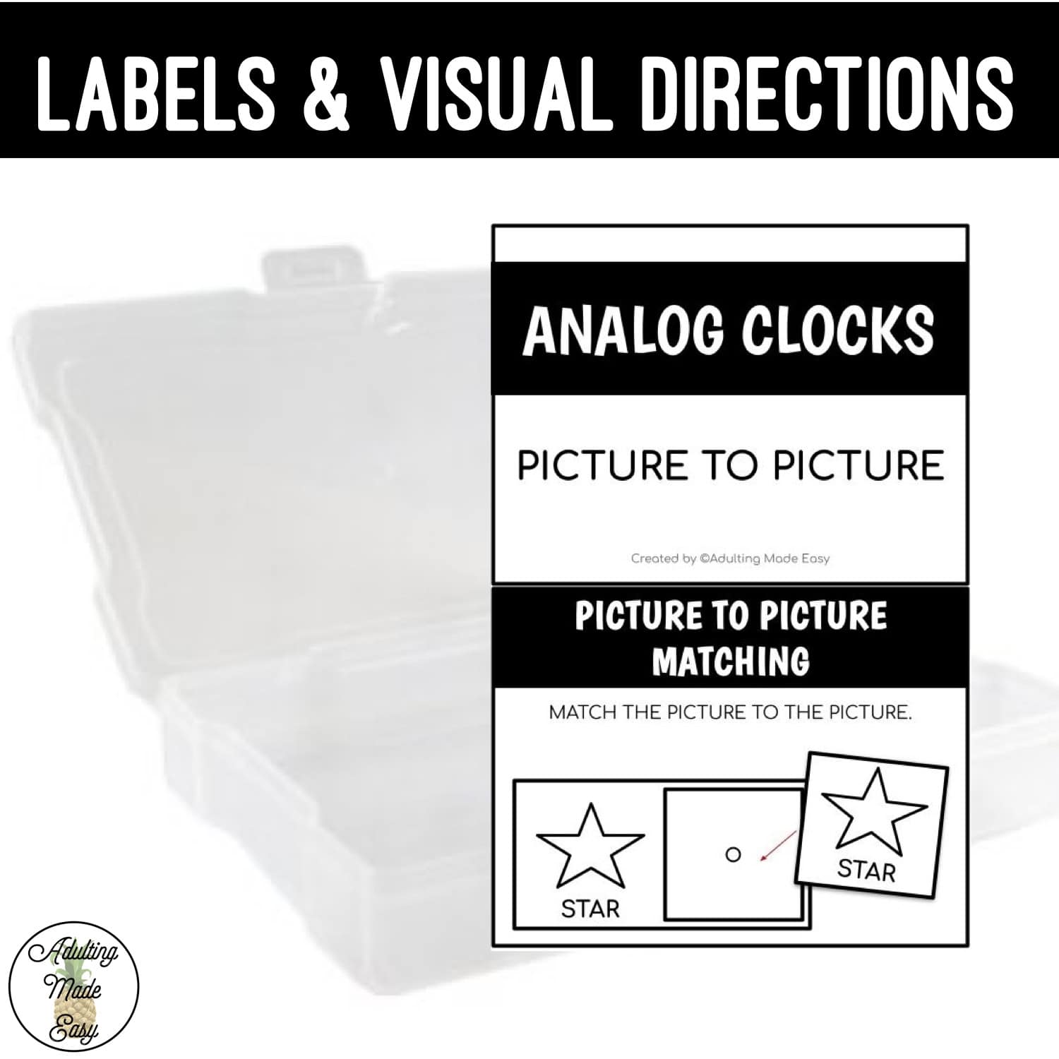 Analog Clocks Task Boxes - Picture to Picture
