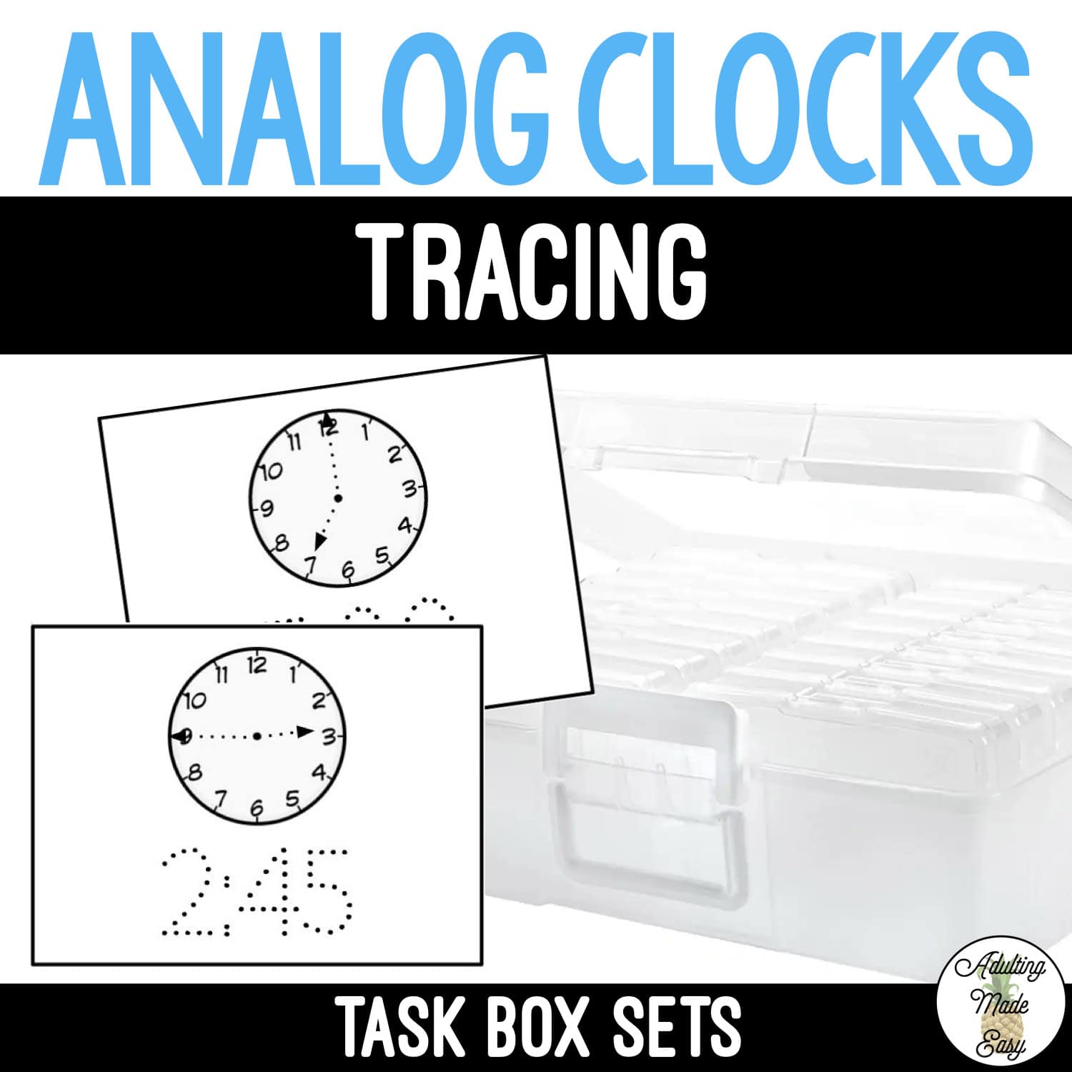 Analog Clocks Task Boxes - Trace The Time