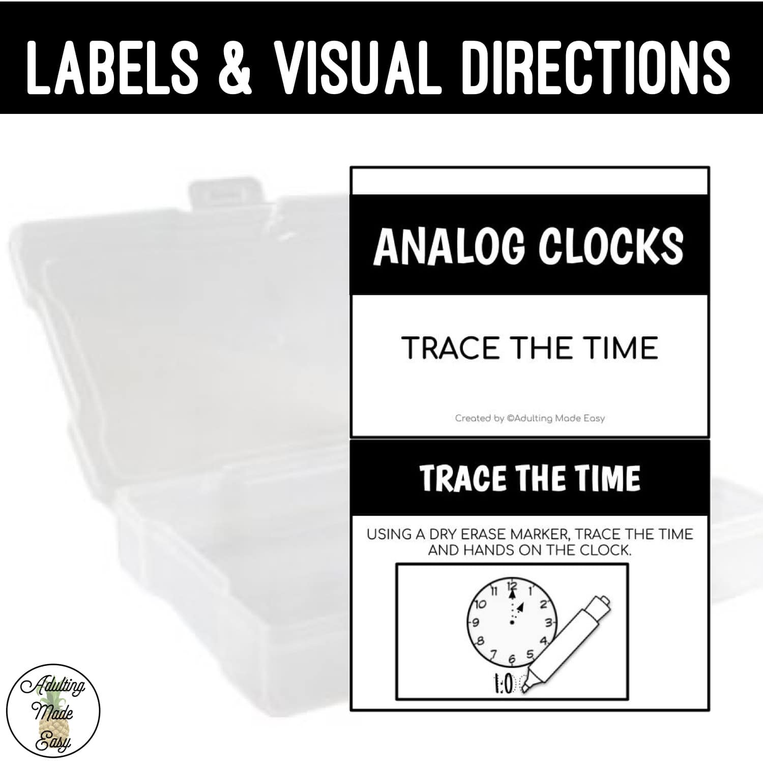 Analog Clocks Task Boxes - Trace The Time