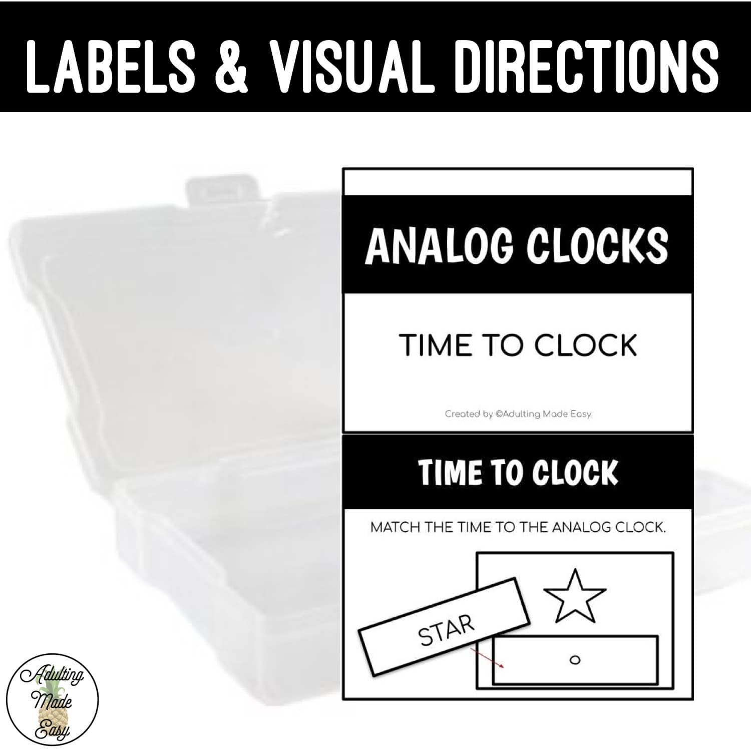 Analog Clocks Task Boxes - Time to Clock