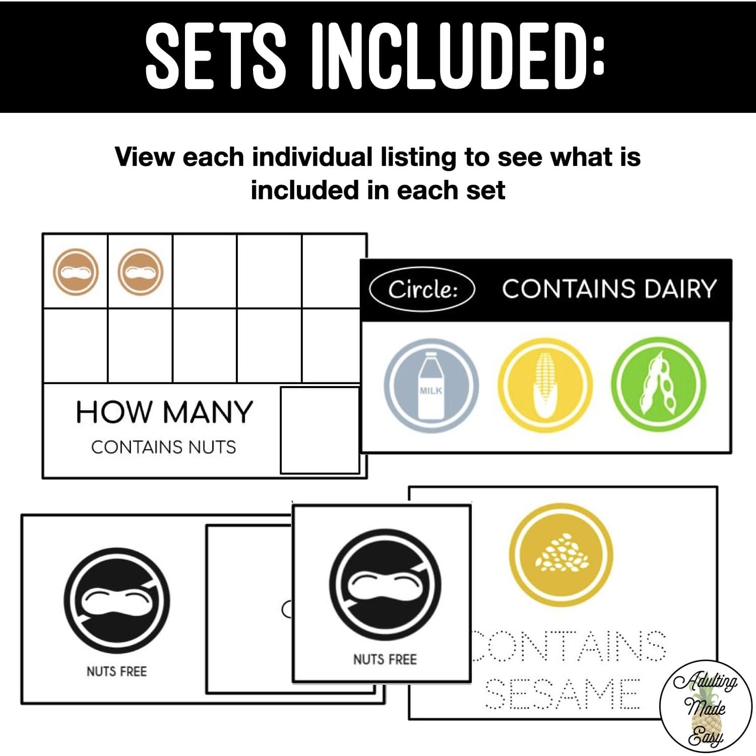 Allergen Icons Task Box Bundle