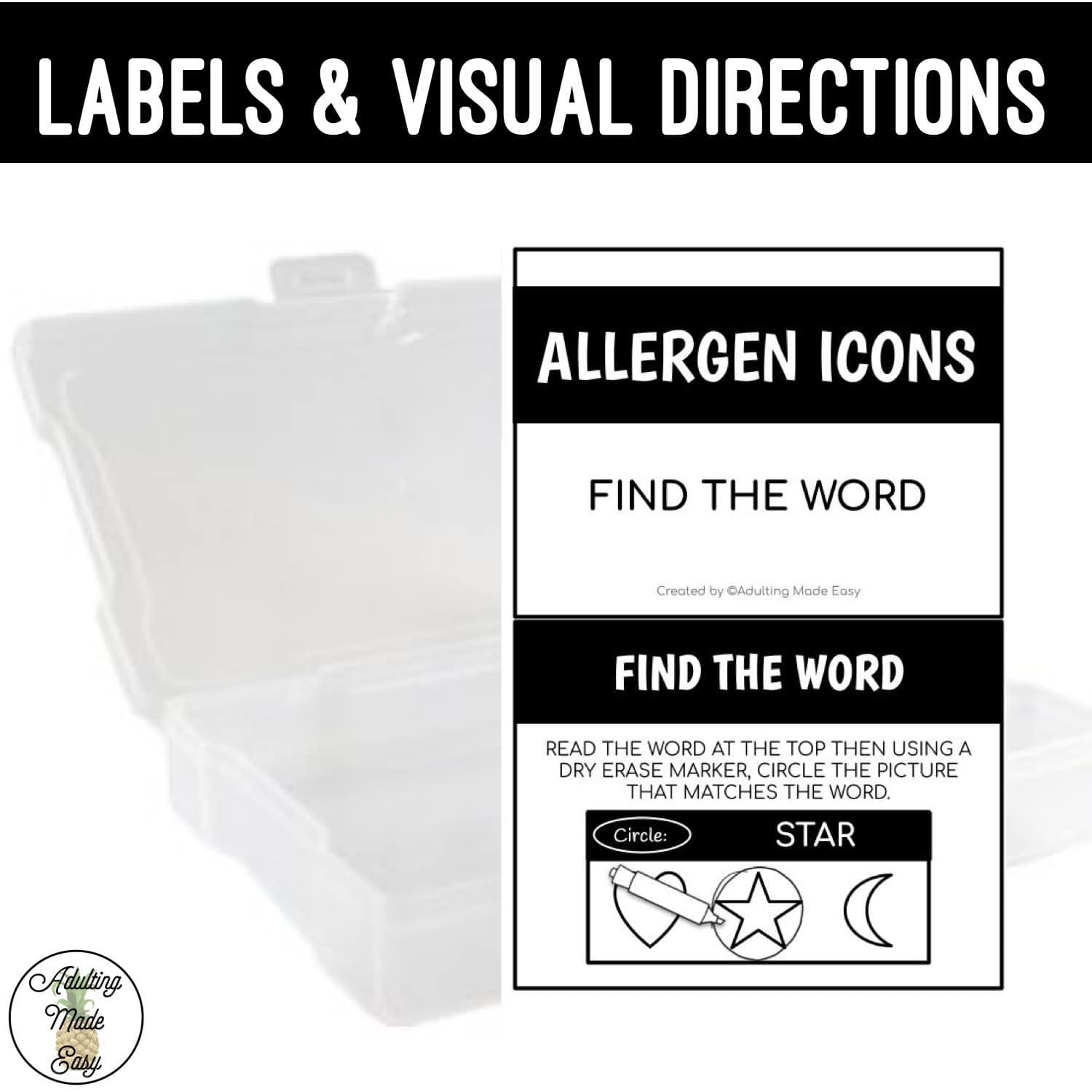 Allergen Icons Task Boxes - Find The Word