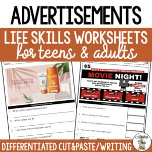 Reading Advertisements Worksheets
