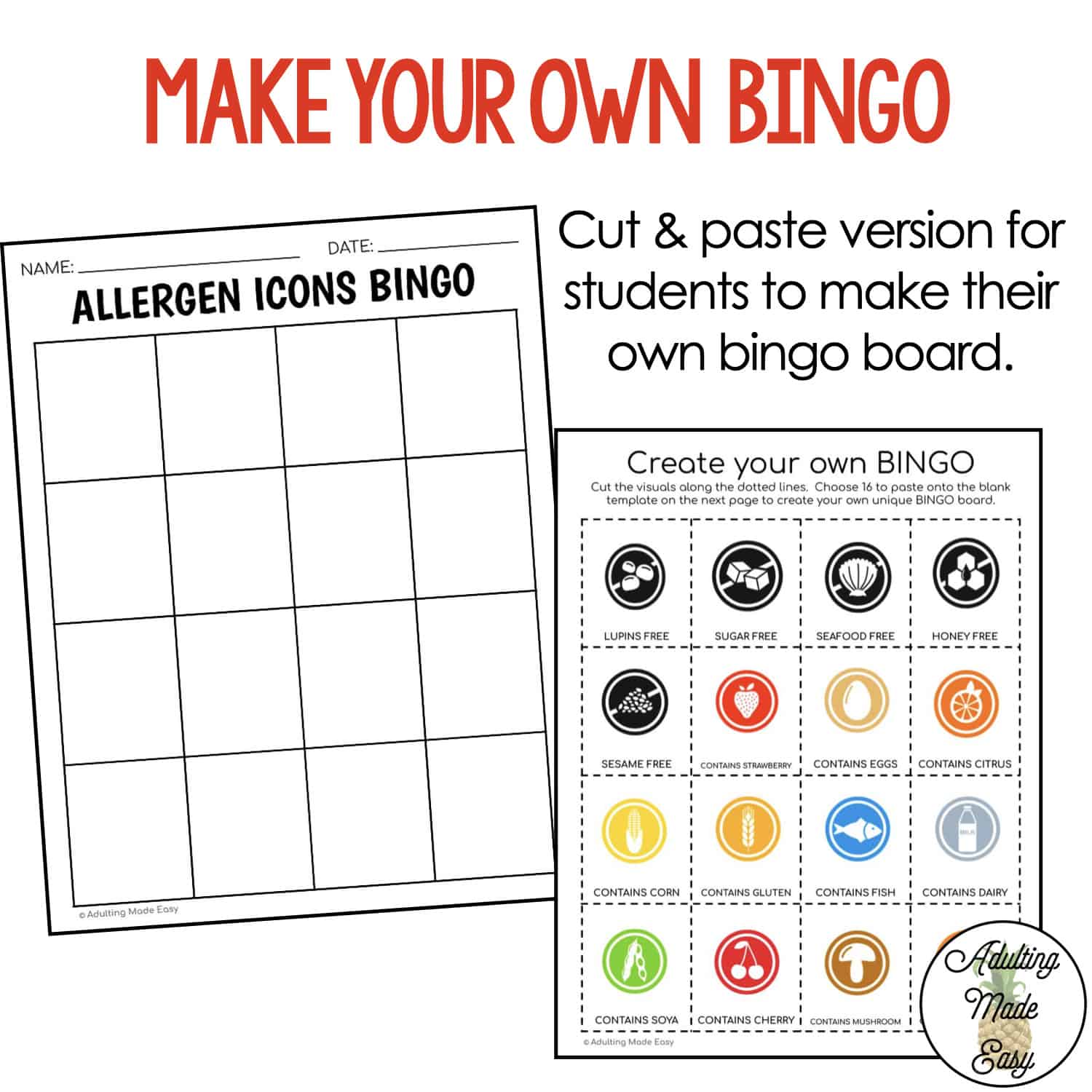 Allergen Icons BINGO Game - Image 3