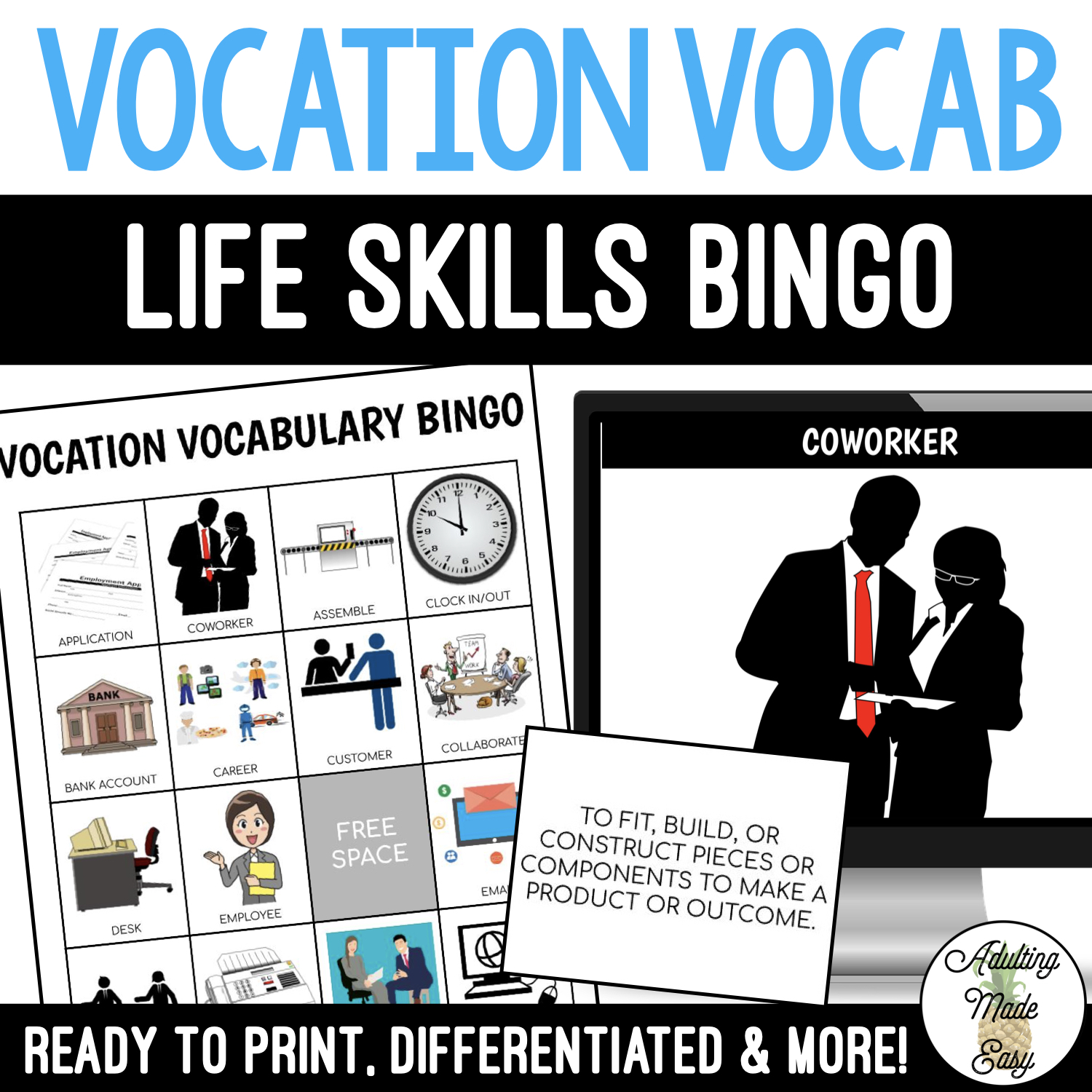 Vocation Vocabulary BINGO Game