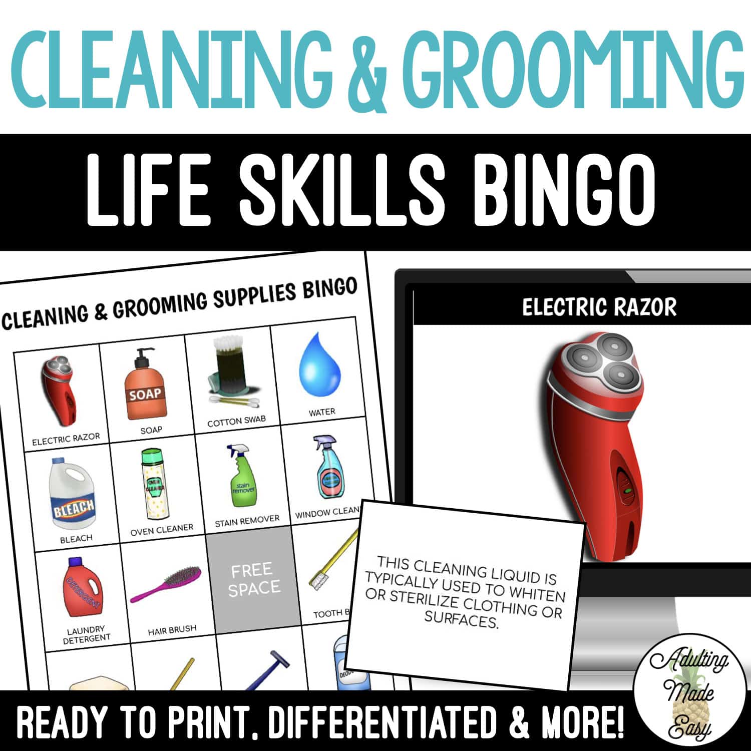 Cleaning and Grooming BINGO Game
