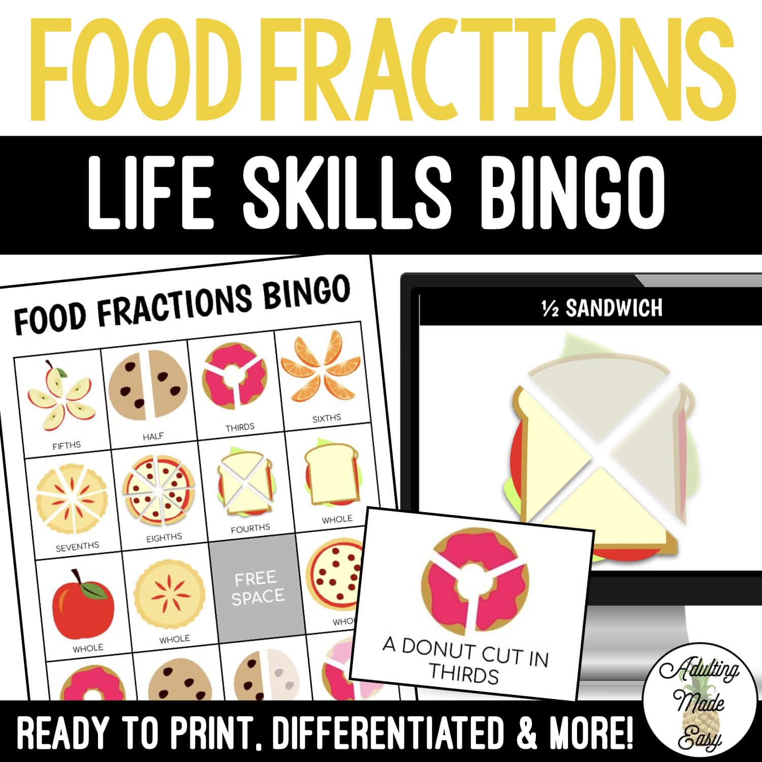 Food Fractions BINGO Game