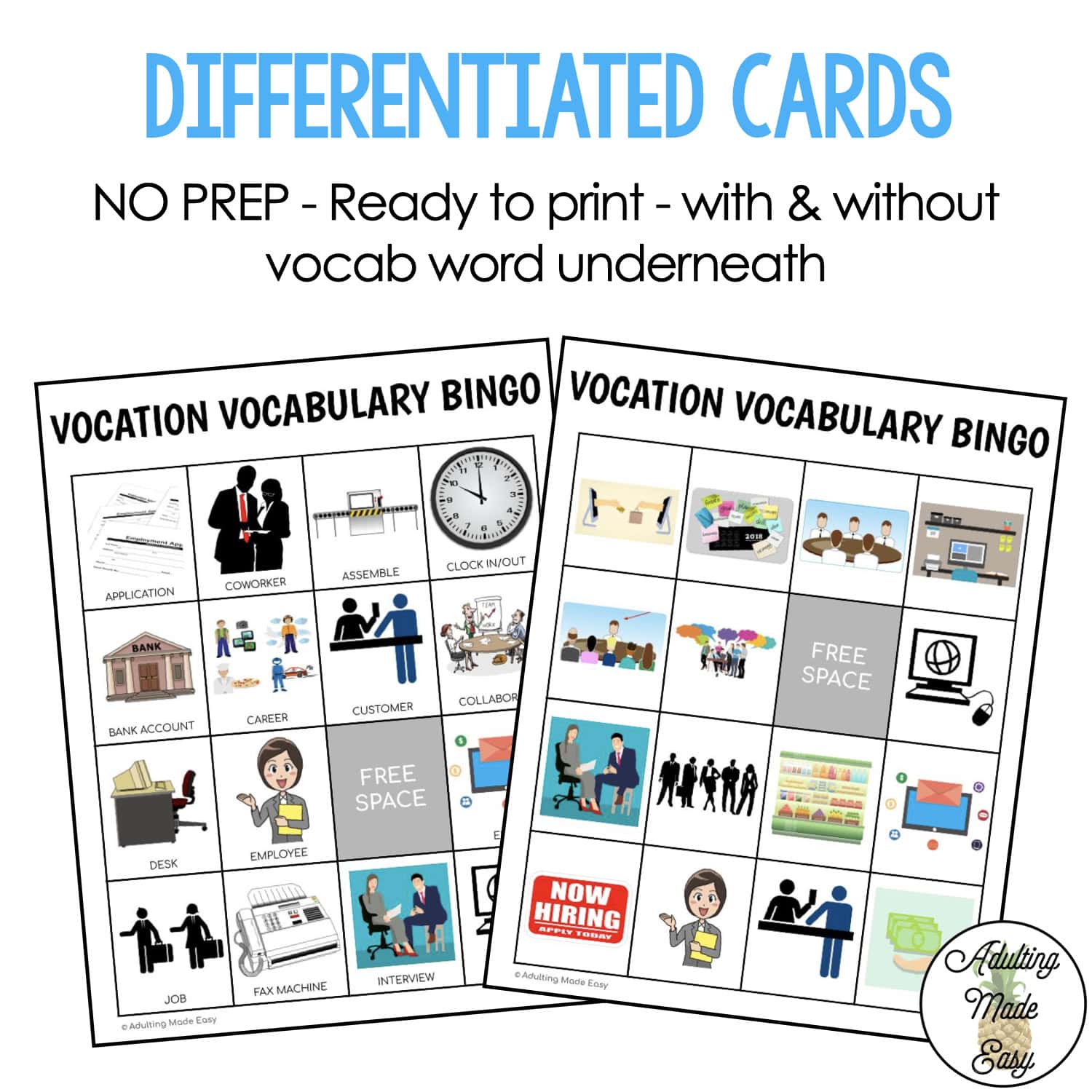 Vocation Vocabulary BINGO Game - Image 2
