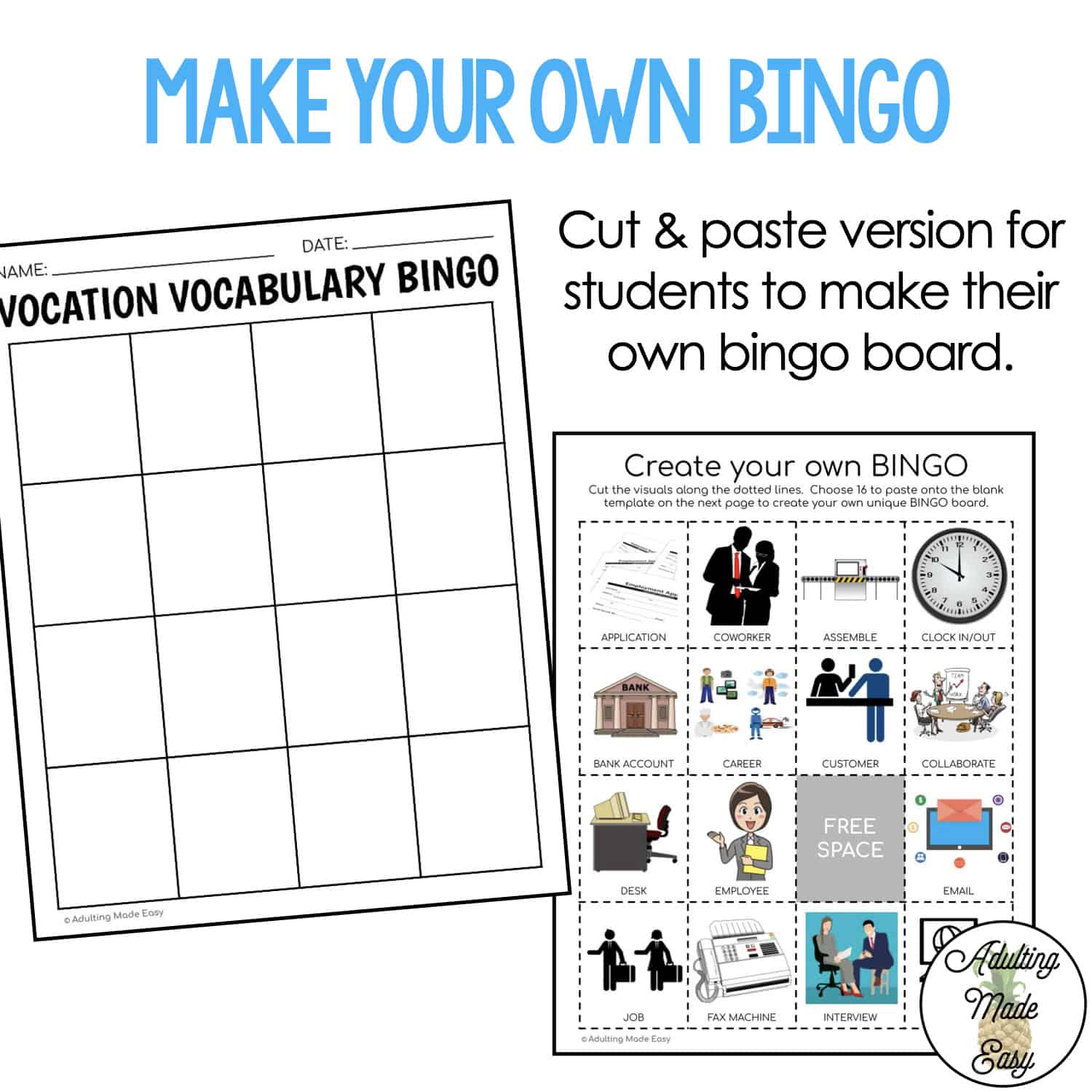 Vocation Vocabulary BINGO Game - Image 3