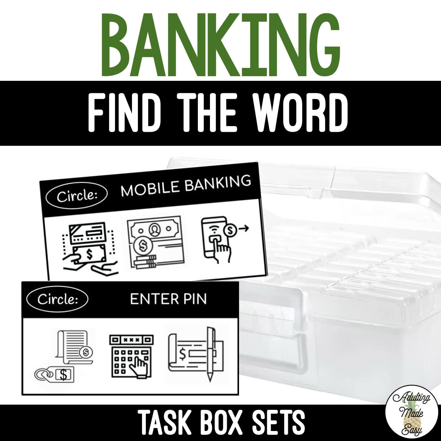 Banking Task Boxes - Find The Word
