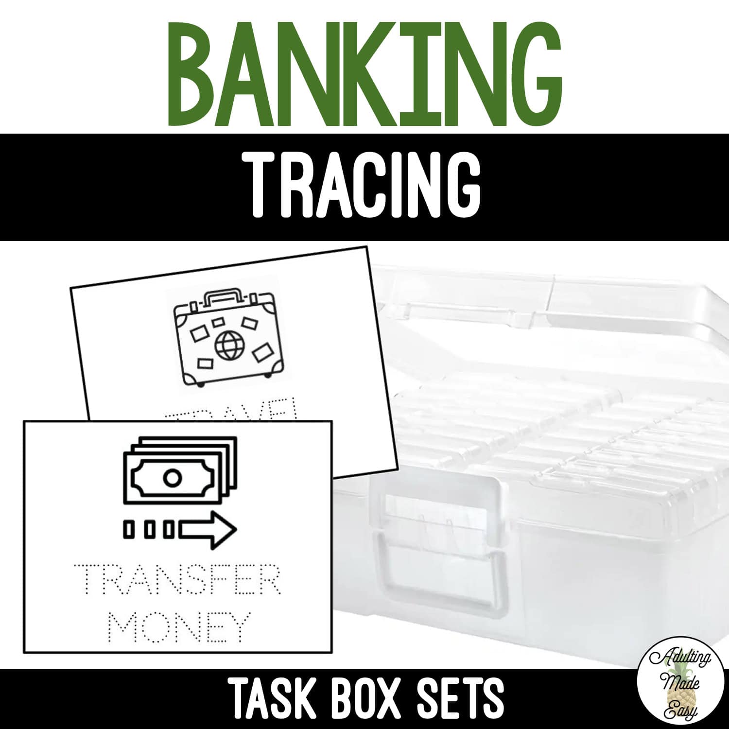 Banking Task Boxes - Trace The Word