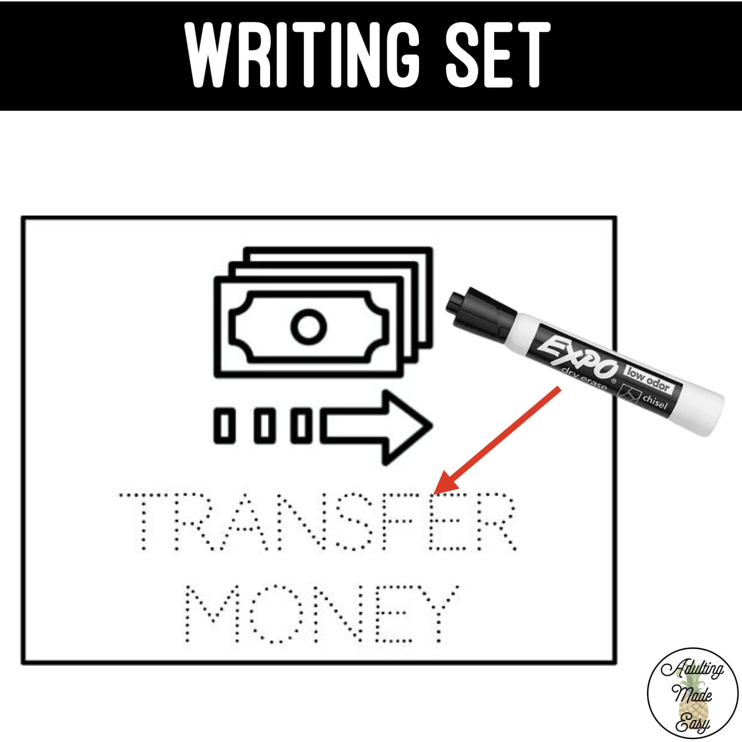 Banking Task Boxes - Trace The Word
