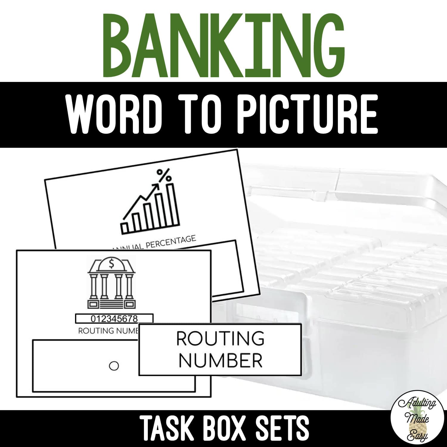 Banking Task Boxes - Word to Picture
