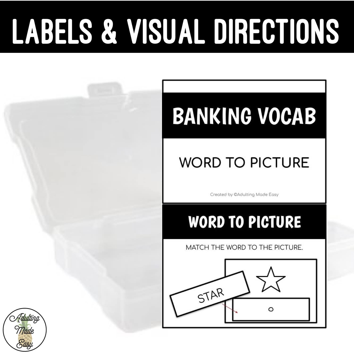 Banking Task Boxes - Word to Picture
