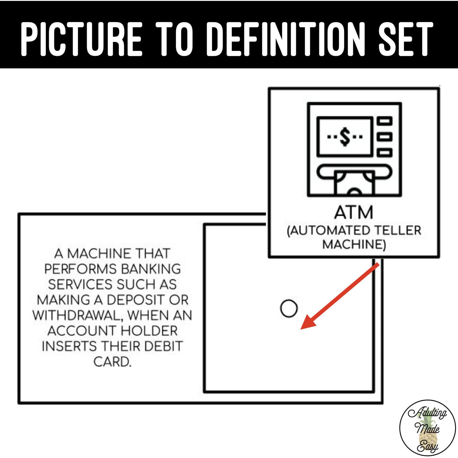 Banking Task Boxes - Picture to Definition