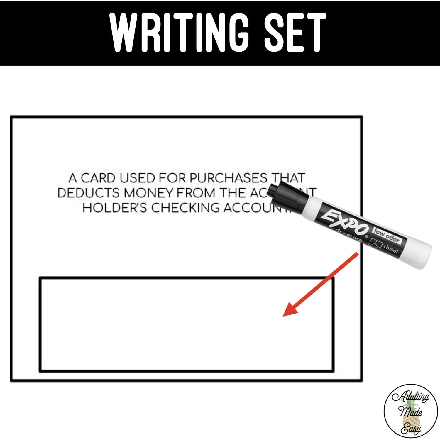 Banking Task Boxes - Picture to Definition