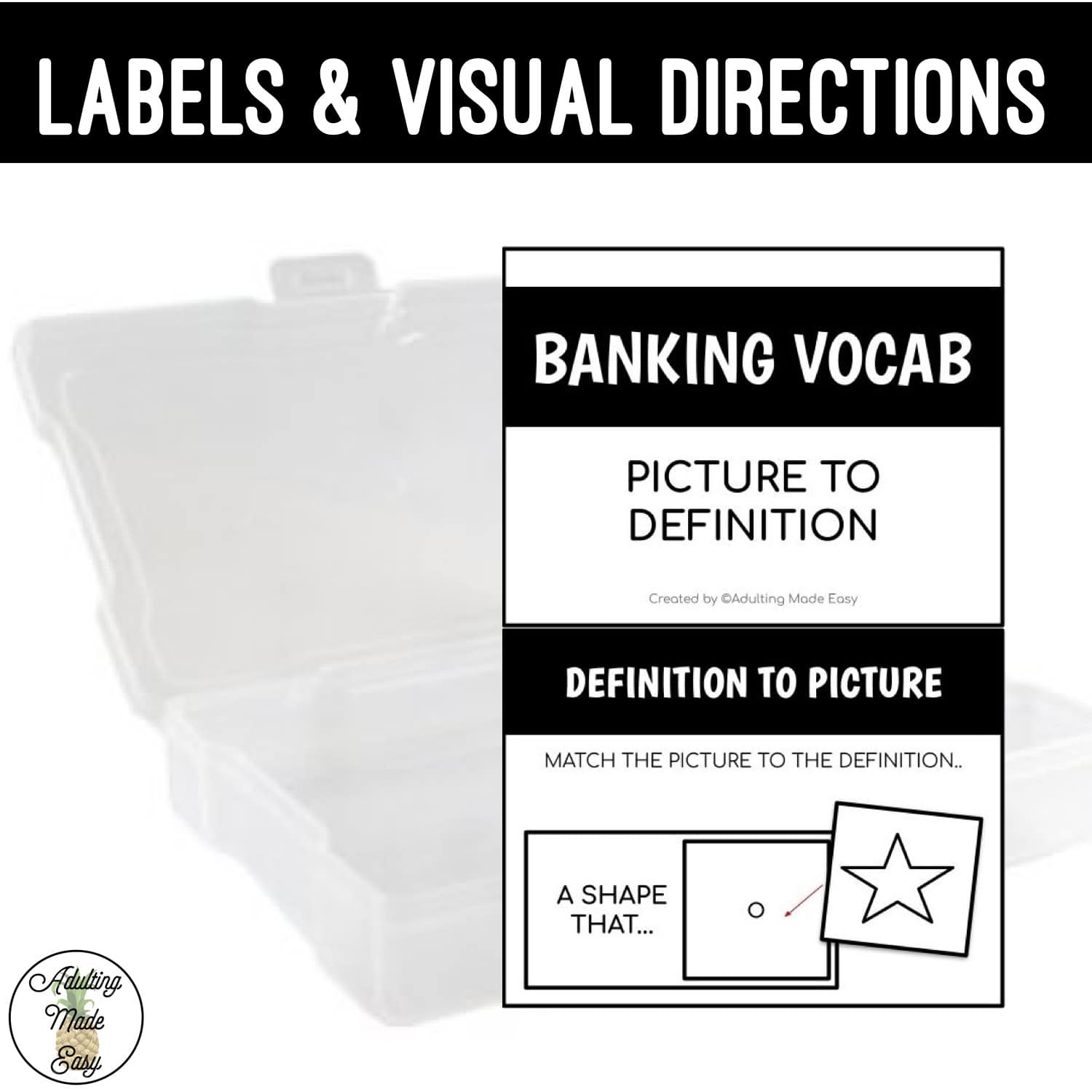 Banking Task Boxes - Picture to Definition