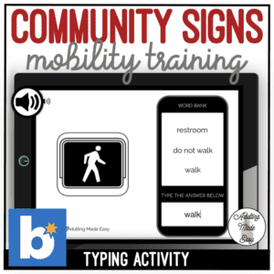 Community Mobility Signs Typing Boom Cards