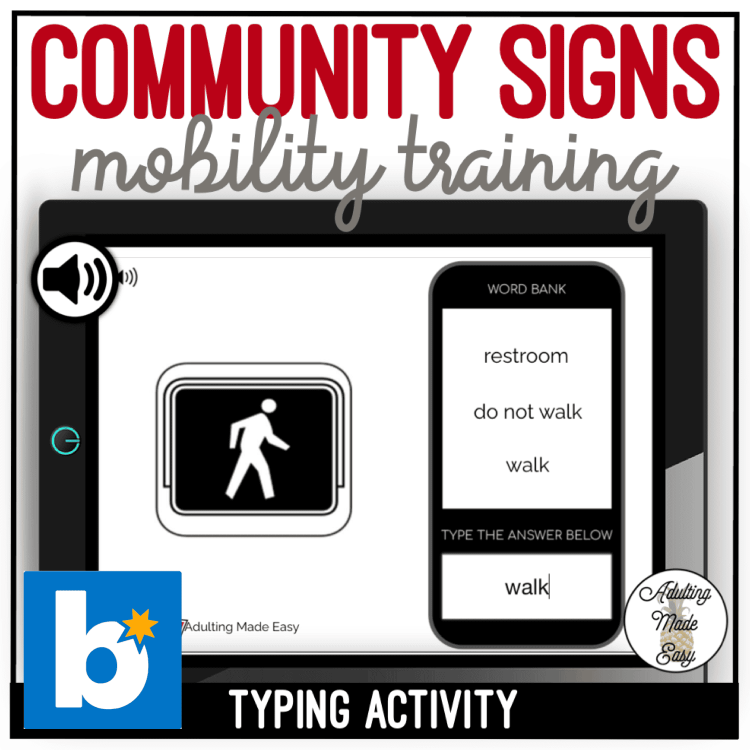 Community Mobility Signs Typing Boom Cards
