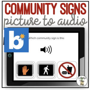 Which Community Sign? Picture to Audio Boom Cards