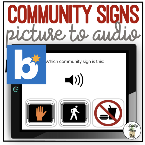 Which Community Sign? Picture to Audio Boom Cards