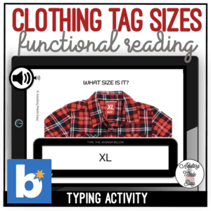 Clothing Tag Sizes - Typing Boom Cards
