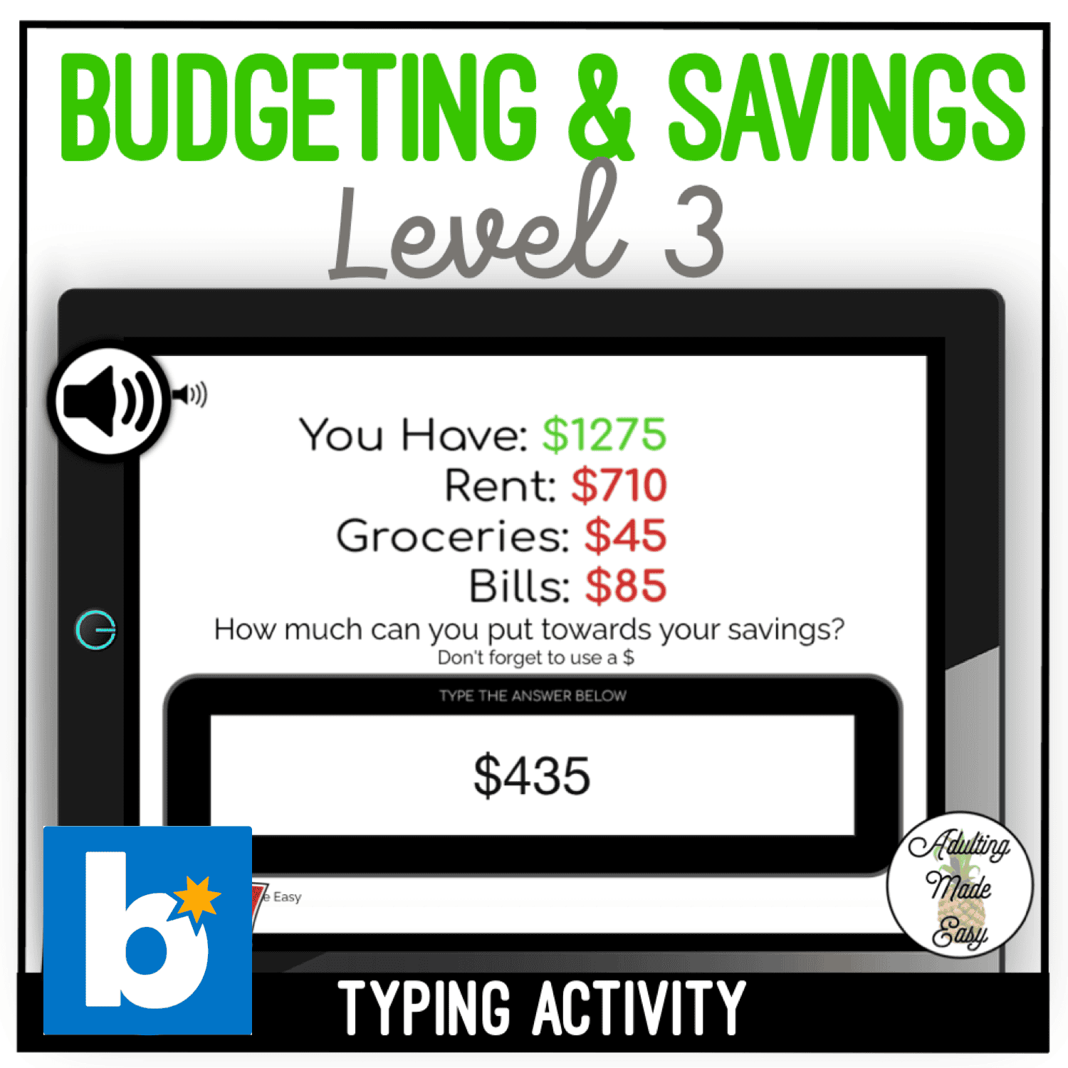 Budgeting for Savings Level 3 Typing Boom Cards