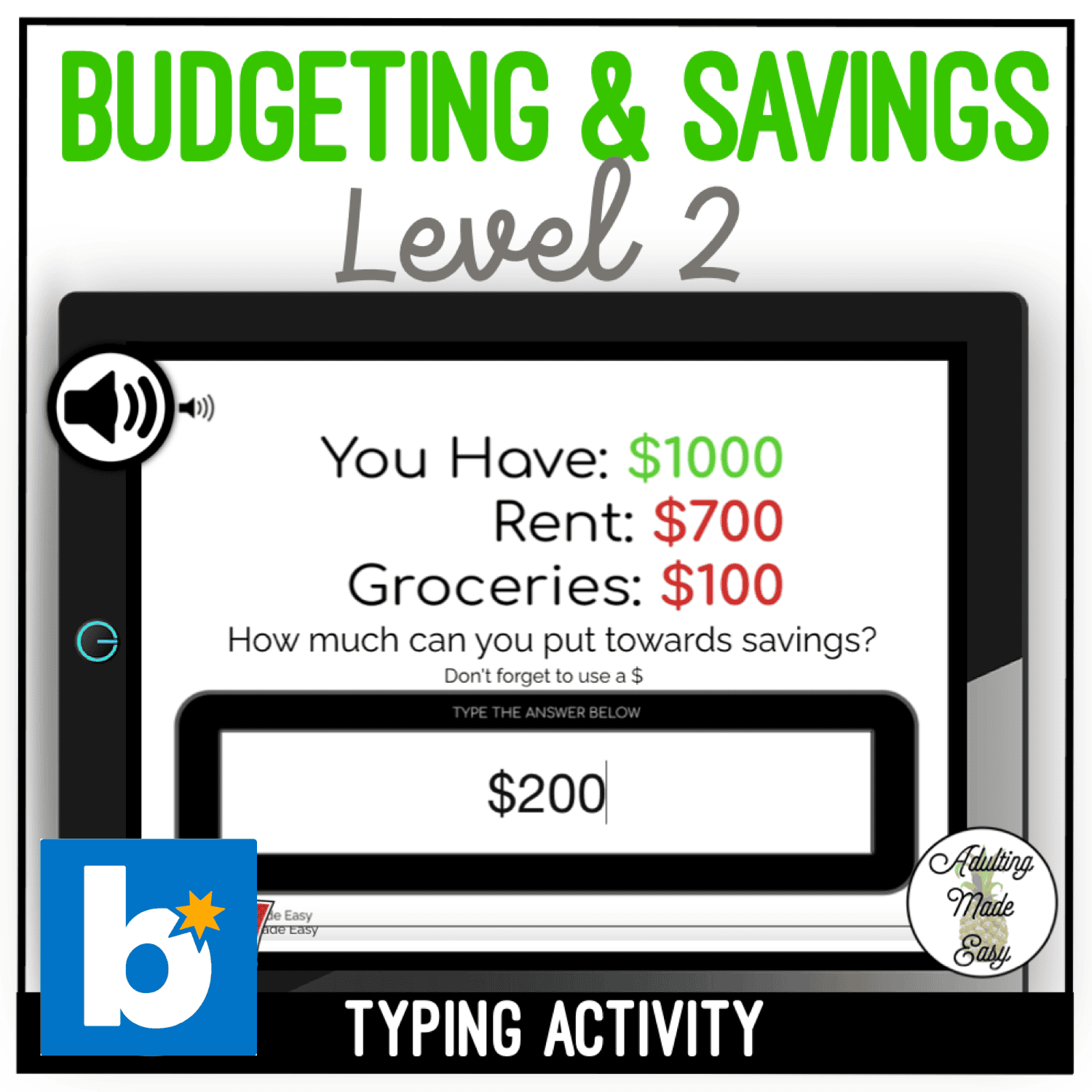 Budgeting for Savings Level 2 Typing Boom Cards