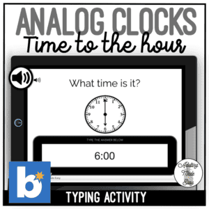 Analog Clocks - Time to the Hour - O'clock - Typing Boom Cards