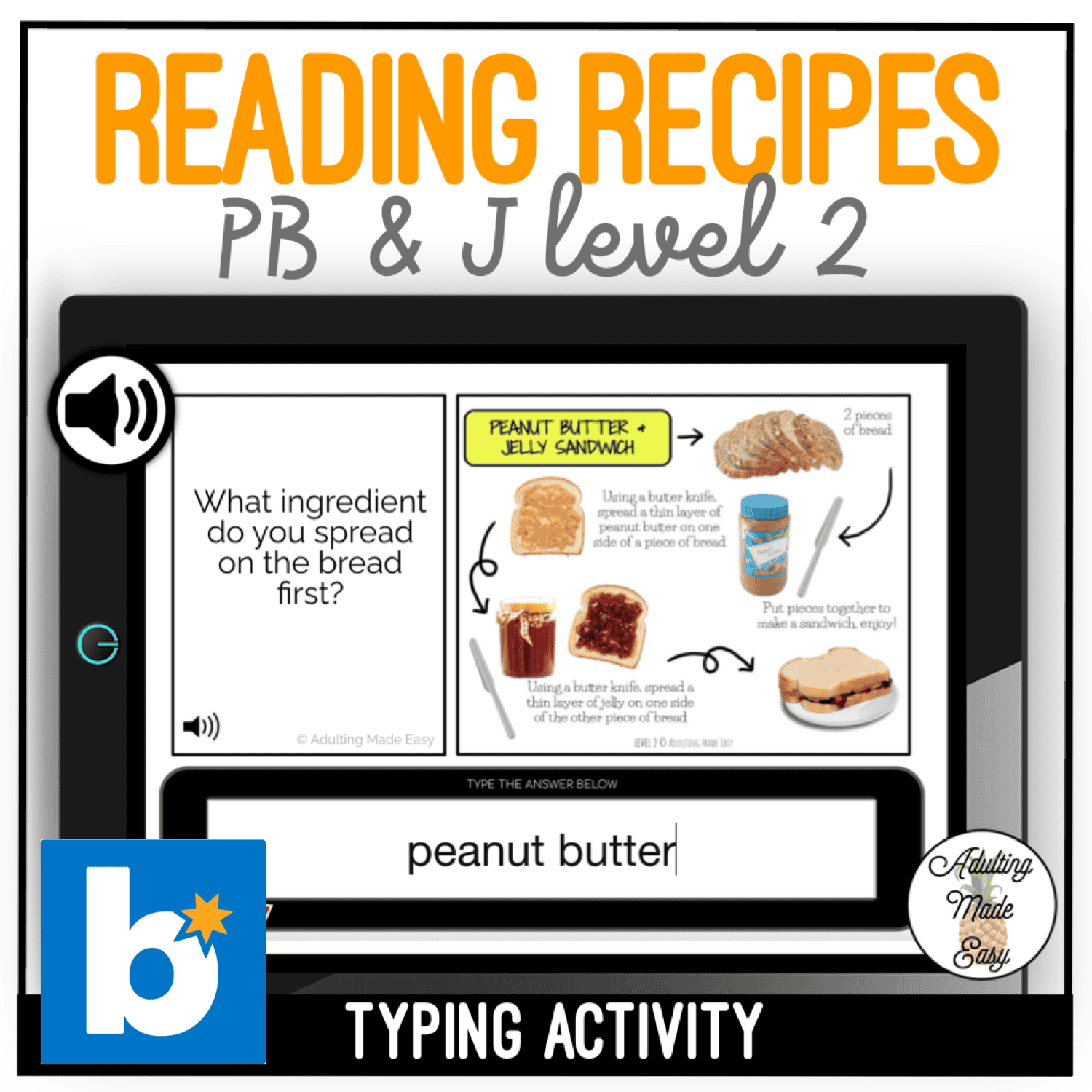READING RECIPES PB & J LEVEL 2