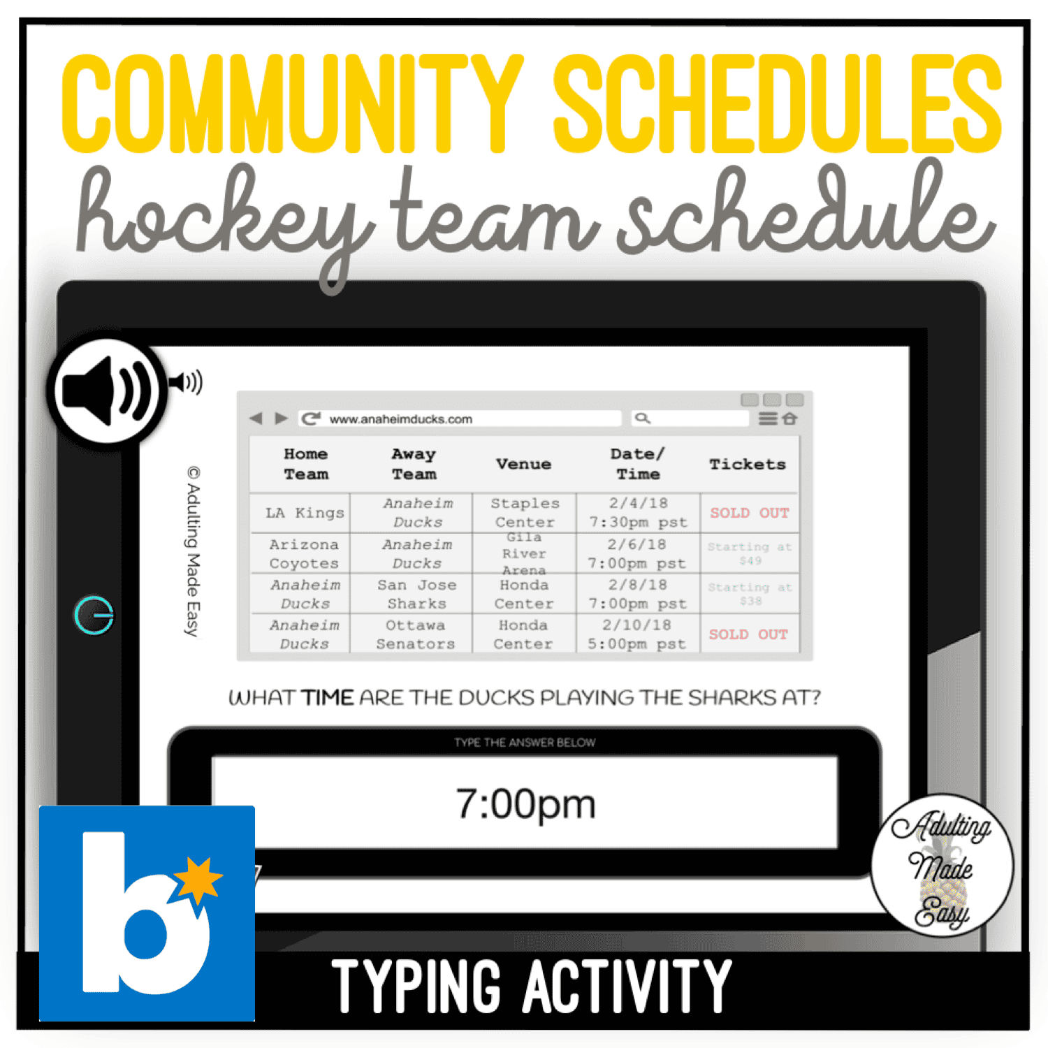 COMMUNITY SCHEDULES HOCKEY TEAM