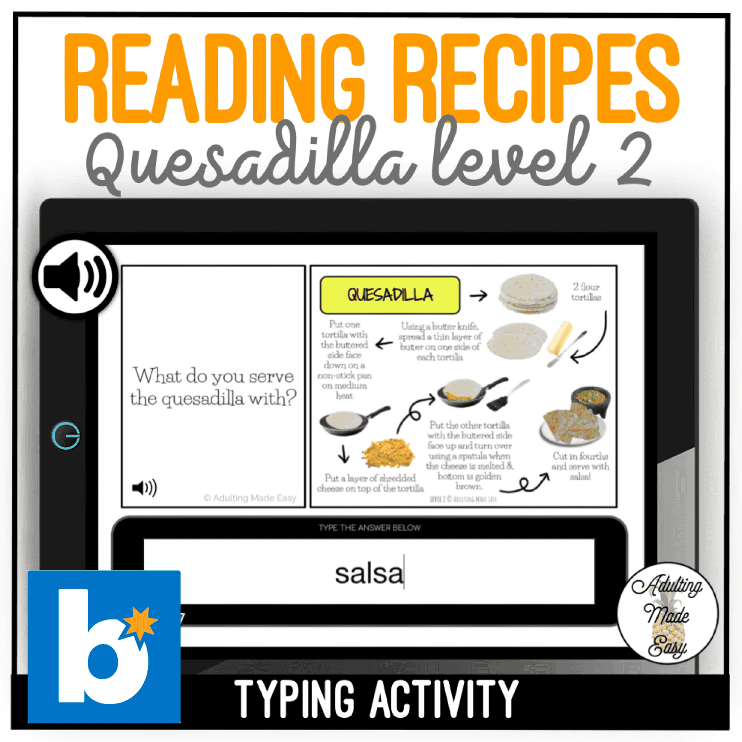 reading recipes quesadilla