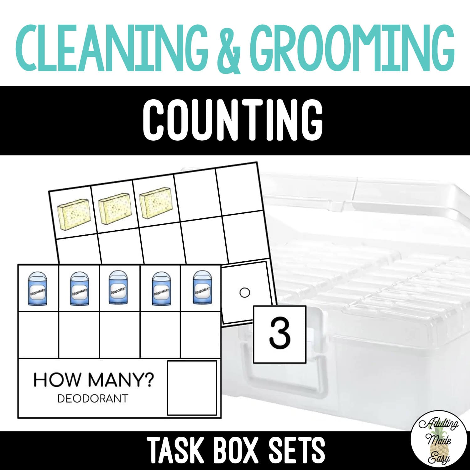 Cleaning & Grooming Task Boxes - Counting