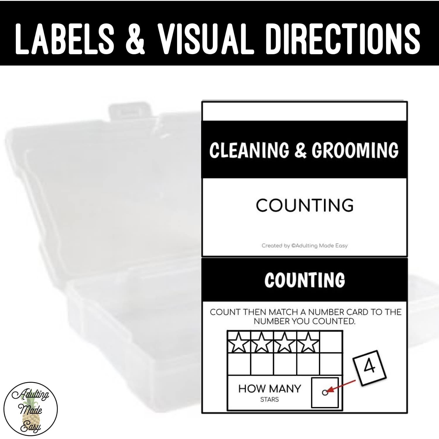 Cleaning & Grooming Task Boxes - Counting