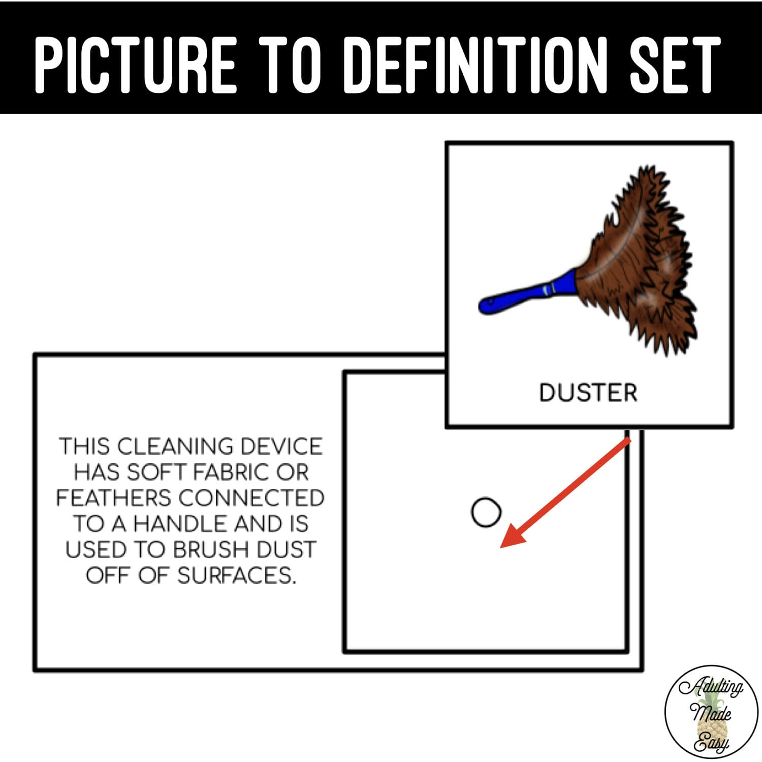 Cleaning & Grooming Task Boxes - Picture to Definition